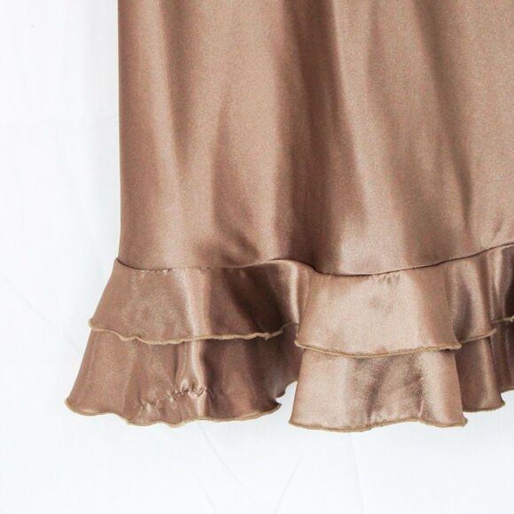 Vintage La Senza Satin Feel Slip Sleep Dress Tie Straps Frill Hem Small - Picture 4 of 6